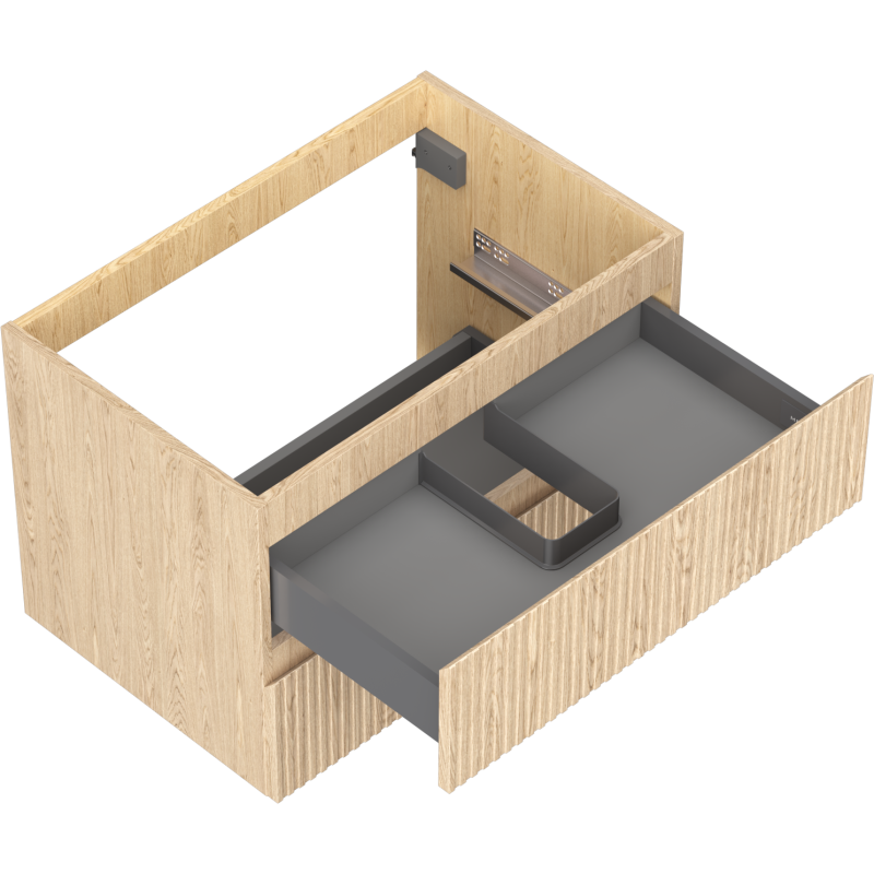 Mexen Rivel bathroom cabinet under sink 70 cm, 2 drawers, ribbed, oak - 91A20-07047-2-BFF81