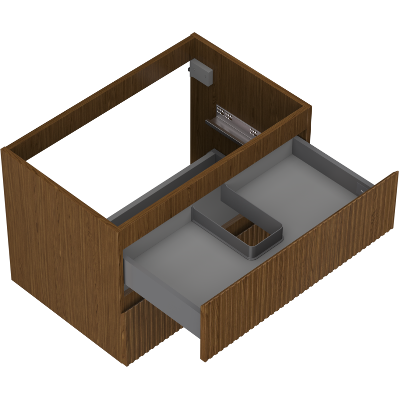 Mexen Rivel bathroom cabinet with basin 70 cm, 2 drawers, grooved, walnut - 91A20-07047-2-BFF86