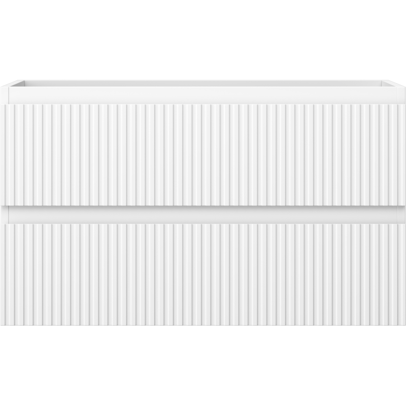 Mexen Rivel bathroom cabinet under-sink 80 cm, 2 drawers, fluted, white matte - 91A20-08047-2-BFF01