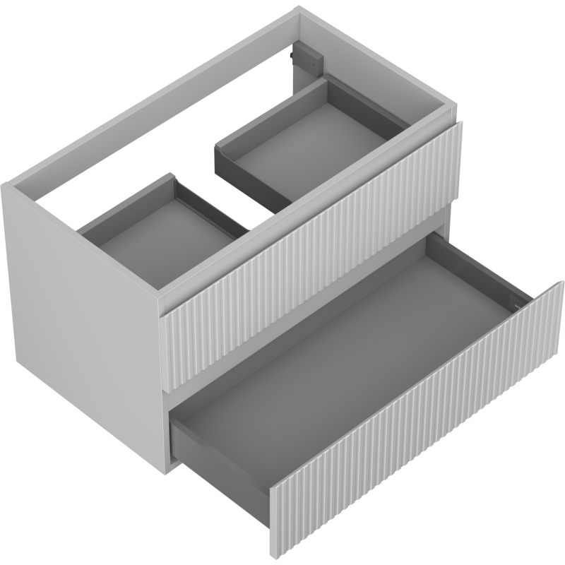 Mexen Rivel bathroom cabinet for sink 80 cm, 2 drawers, grooved, matte grey - 91A20-08047-2-BFF62