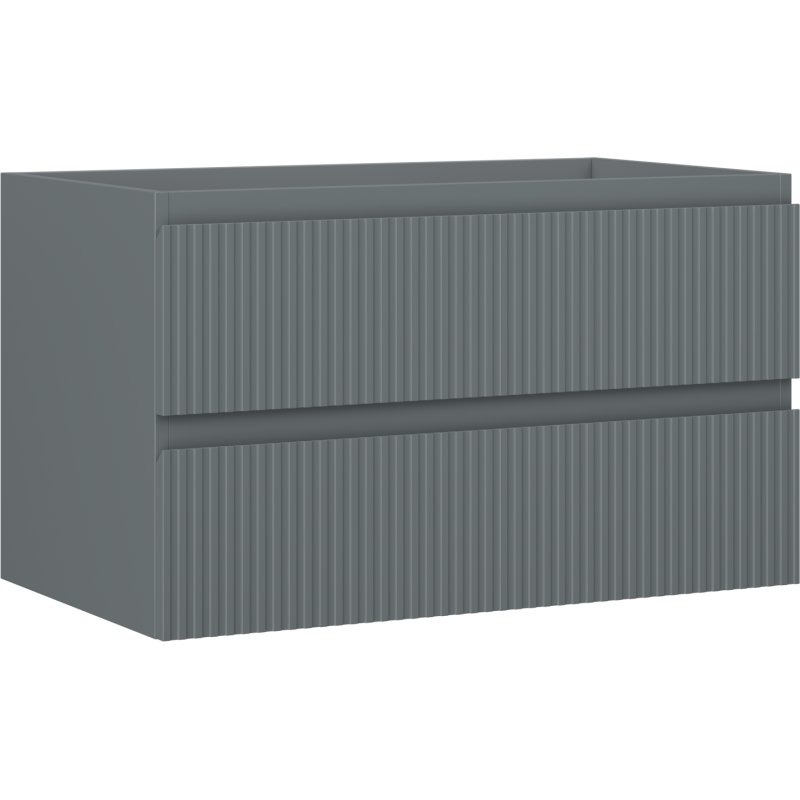 Mexen Rivel bathroom cabinet, 80 cm, 2 drawers, fluted, matte graphite - 91A20-08047-2-BFF66