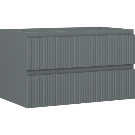 Mexen Rivel bathroom cabinet, 80 cm, 2 drawers, fluted, matte graphite - 91A20-08047-2-BFF66