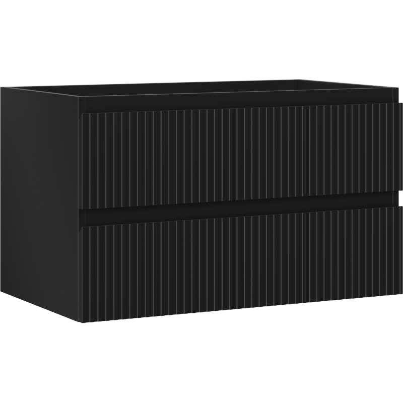 Mexen Rivel bathroom cabinet under the washbasin 80 cm, 2 drawers, grooved, matte black - 91A20-08047-2-BFF71