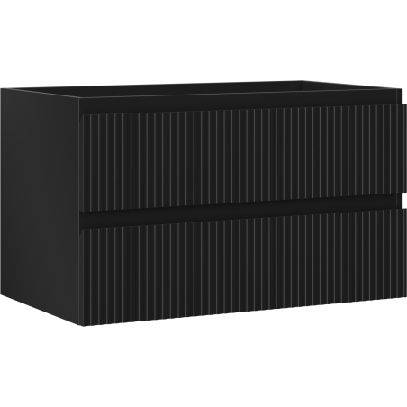 Mexen Rivel bathroom cabinet for under the sink 80 cm, 2 drawers, grooved, black matt - 91A20-08047-2-BFF71