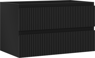 Mexen Rivel bathroom cabinet for under the sink 80 cm, 2 drawers, grooved, black matt - 91A20-08047-2-BFF71