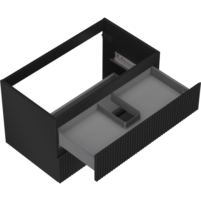 Mexen Rivel bathroom cabinet for under the sink 80 cm, 2 drawers, grooved, black matt - 91A20-08047-2-BFF71