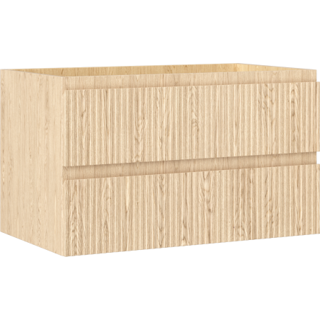 Mexen Rivel 80 cm Bathroom Cabinet, 2 Drawers, Grooved, Oak - 91A20-08047-2-BFF81