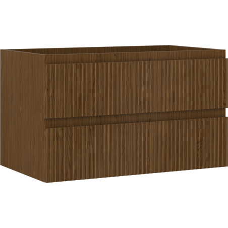 Mexen Rivel 80 cm Bathroom Cabinet, 2 Drawers, Fluted, Walnut - 91A20-08047-2-BFF86