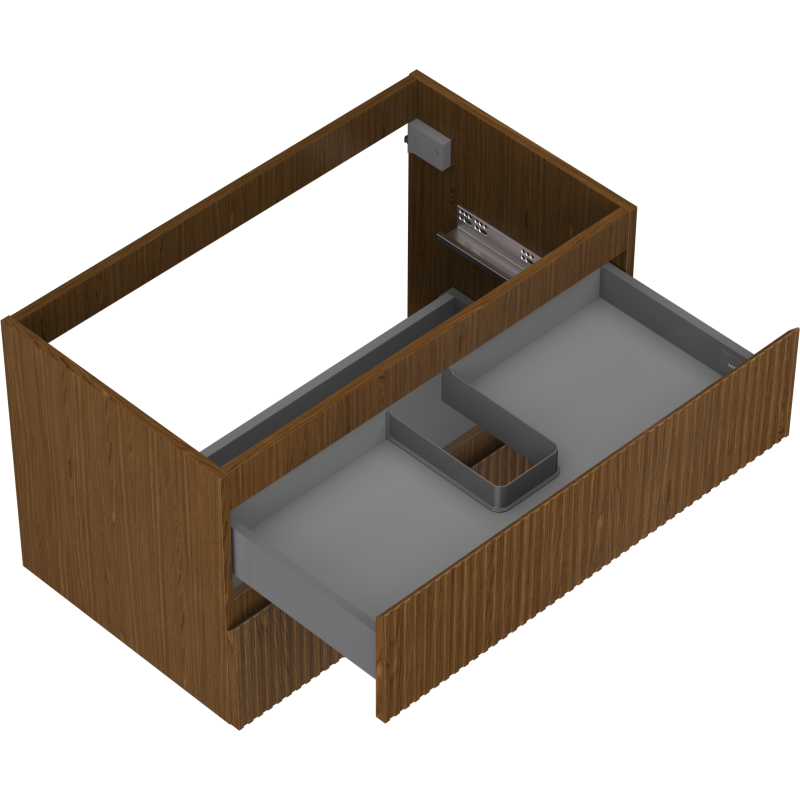 Mexen Rivel 80 cm Bathroom Cabinet, 2 Drawers, Fluted, Walnut - 91A20-08047-2-BFF86