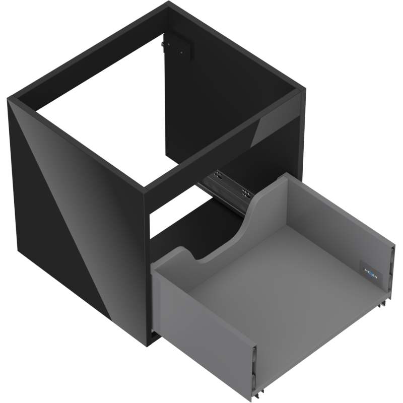 Mexen Box-A 50 cm Vanity Unit Cabinet, 1 Drawer, Black Gloss - 91AX0-0500-470-1-70