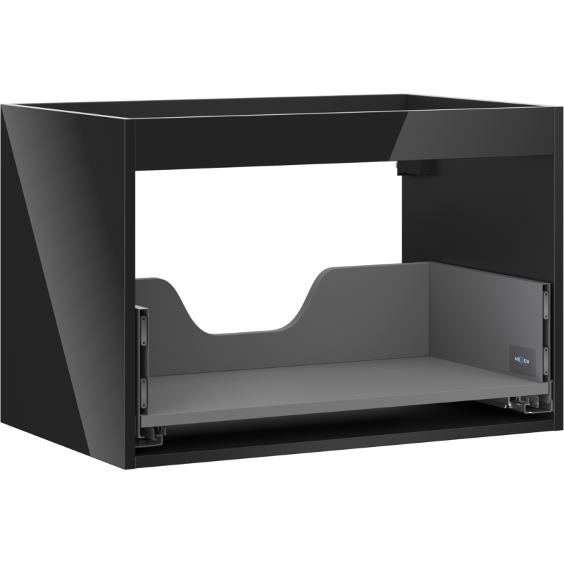 Mexen Box-A cabinet for washbasin 70 cm, 1 drawer, black gloss - 91AX0-0700-470-1-70