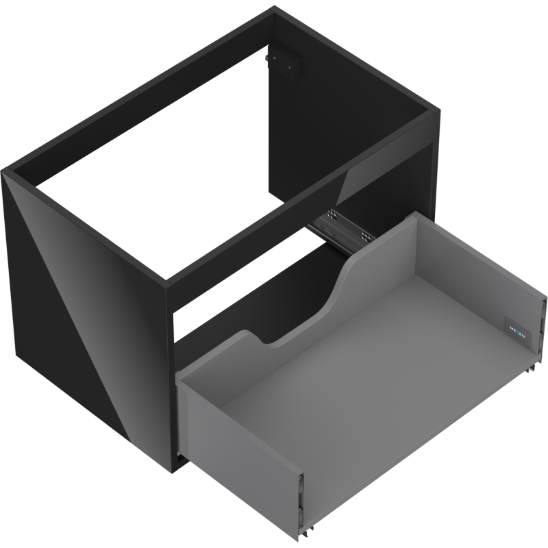 Mexen Box-A cabinet for washbasin 70 cm, 1 drawer, black gloss - 91AX0-0700-470-1-70