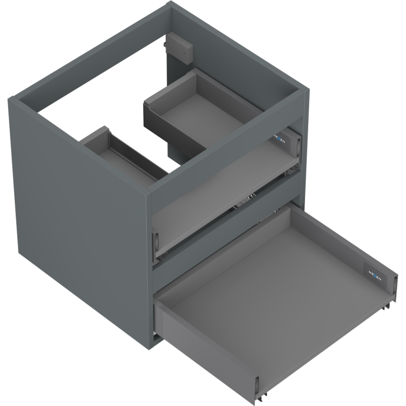 Mexen Box-A base unit for washbasin 50 cm, 2 drawers, matt graphite - 91AX0-0500-470-2-66
