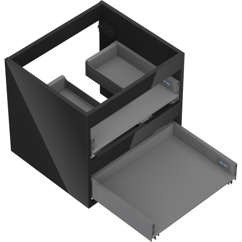 Mexen Box-A Cabinet Corpus for Washbasin 50 cm, 2 Drawers, Black Gloss - 91AX0-0500-470-2-70