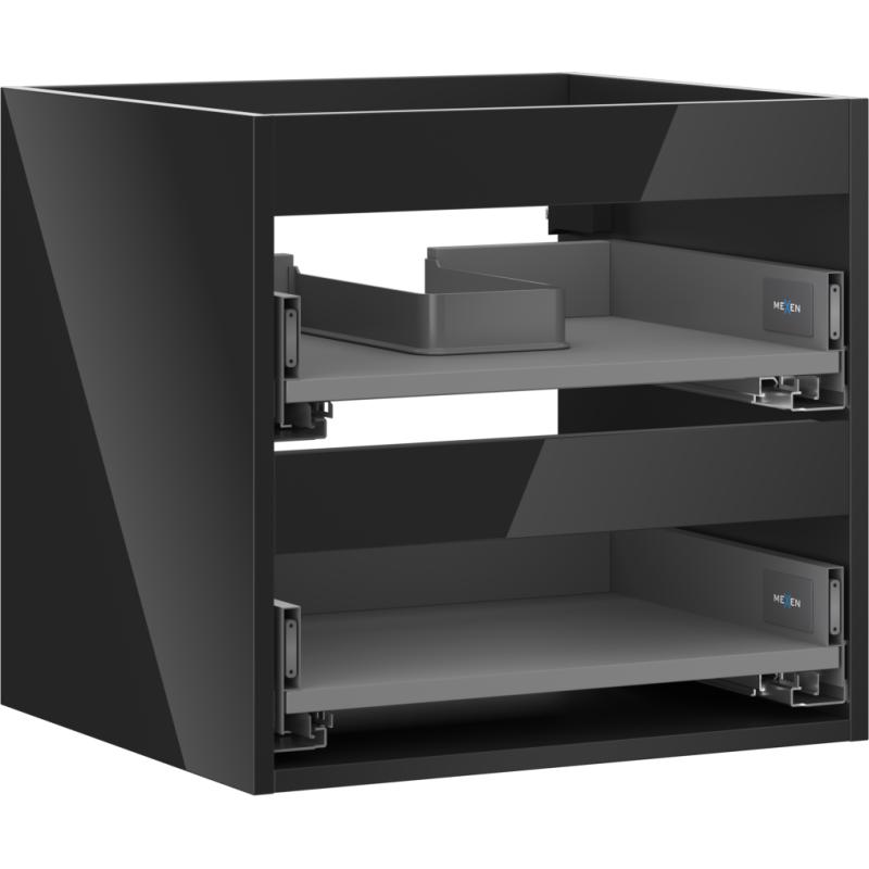 Mexen Box-A cabinet body for washbasin 50 cm, 2 drawers, black gloss - 91AX0-0500-470-2-70