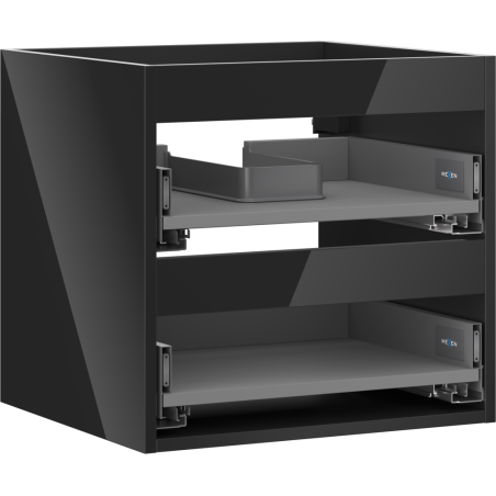 Mexen Box-A cabinet body for washbasin 50 cm, 2 drawers, black gloss - 91AX0-0500-470-2-70