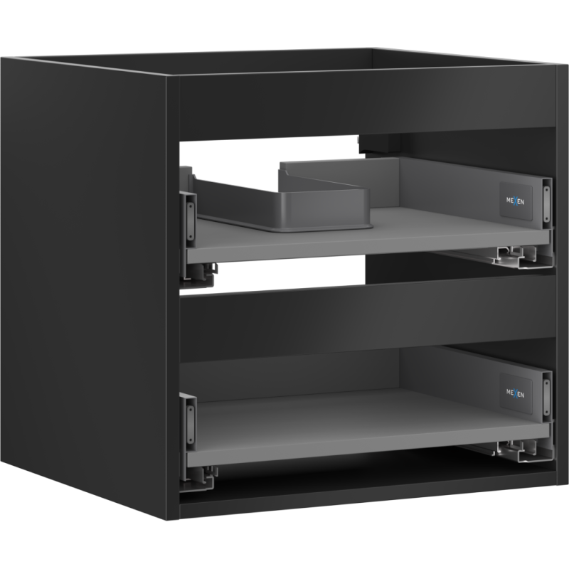 Mexen Box-A cabinet corpus under washbasin 50 cm, 2 drawers, black matte - 91AX0-0500-470-2-71