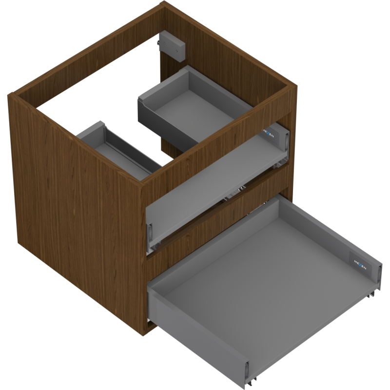 Mexen Box-A Cabinet Body Under Basin 50 cm, 2 Drawers, Walnut - 91AX0-0500-470-2-86