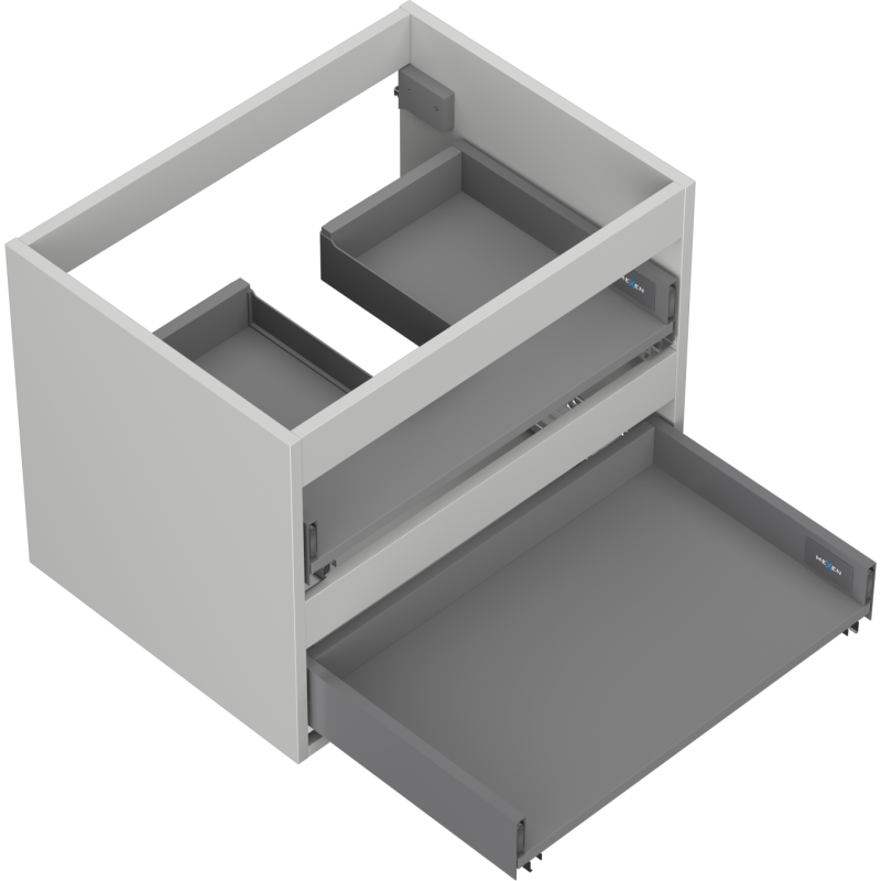 Mexen Box-A cabinet body for under-sink 60 cm, 2 drawers, grey matt - 91AX0-0600-470-2-62