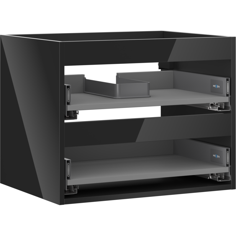 Mexen Box-A Cabinet Body for Washbasin 60 cm, 2 Drawers, Black Gloss - 91AX0-0600-470-2-70