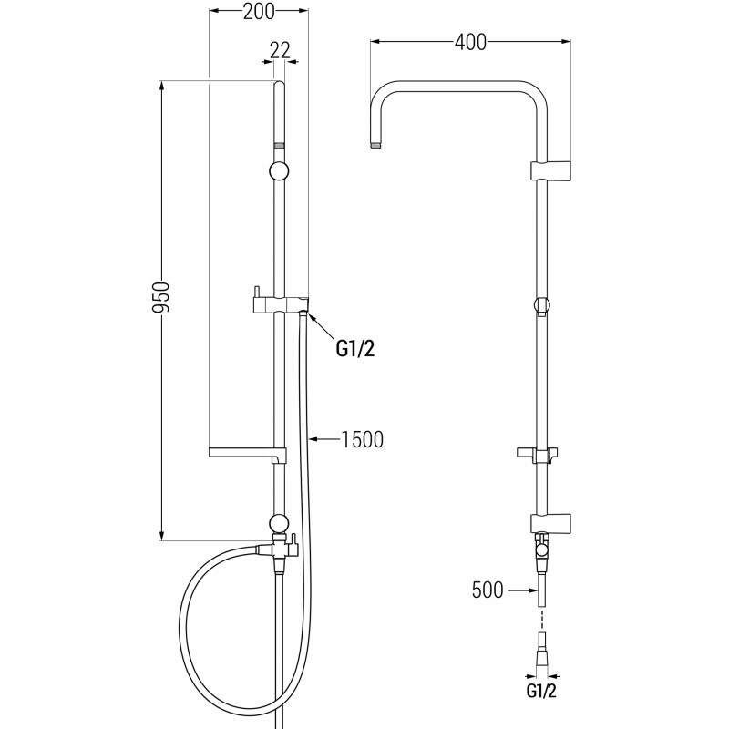 Mexen X shower column, brushed gun gray - 7939199-66