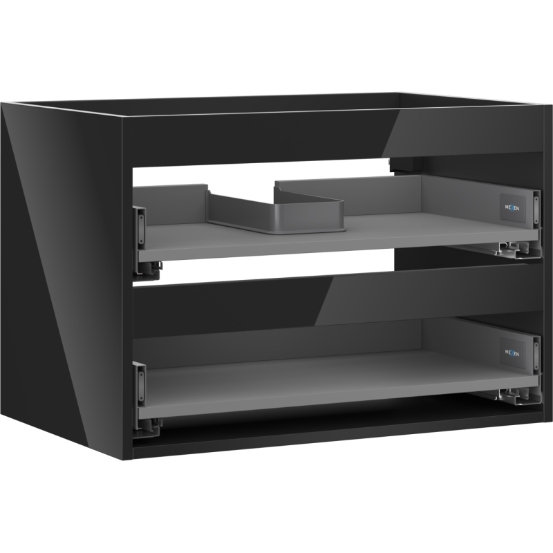 Mexen Box-A Cabinet Body for Washbasin 70 cm, 2 Drawers, Black Gloss - 91AX0-0700-470-2-70