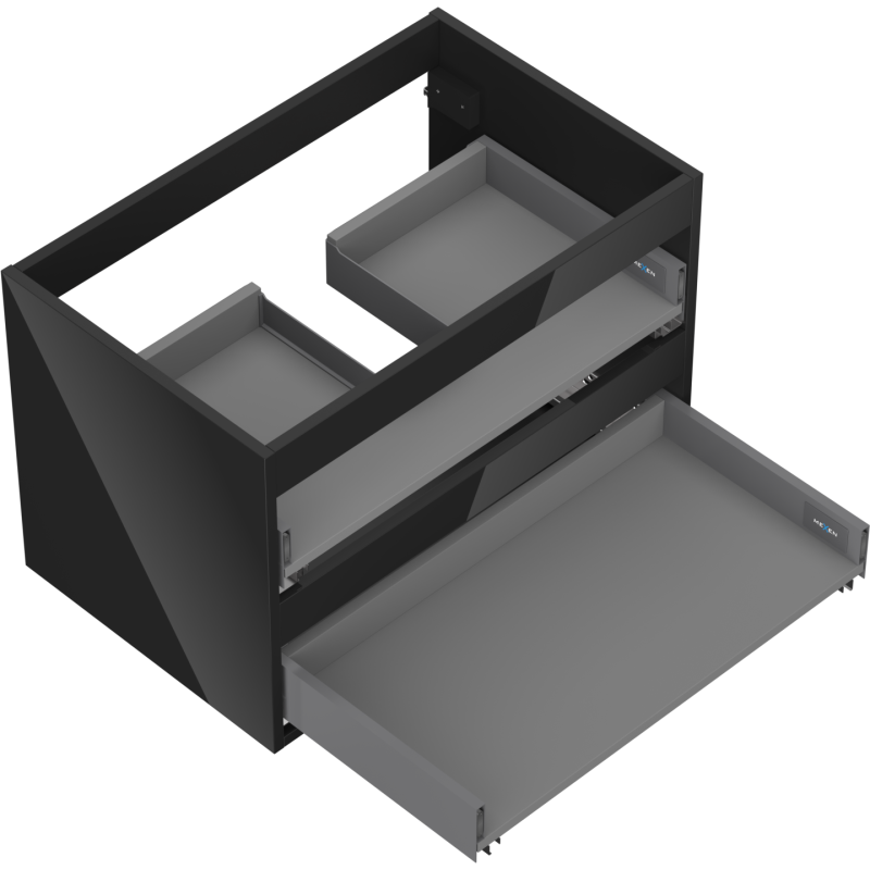 Mexen Box-A Cabinet Body for Washbasin 70 cm, 2 Drawers, Black Gloss - 91AX0-0700-470-2-70