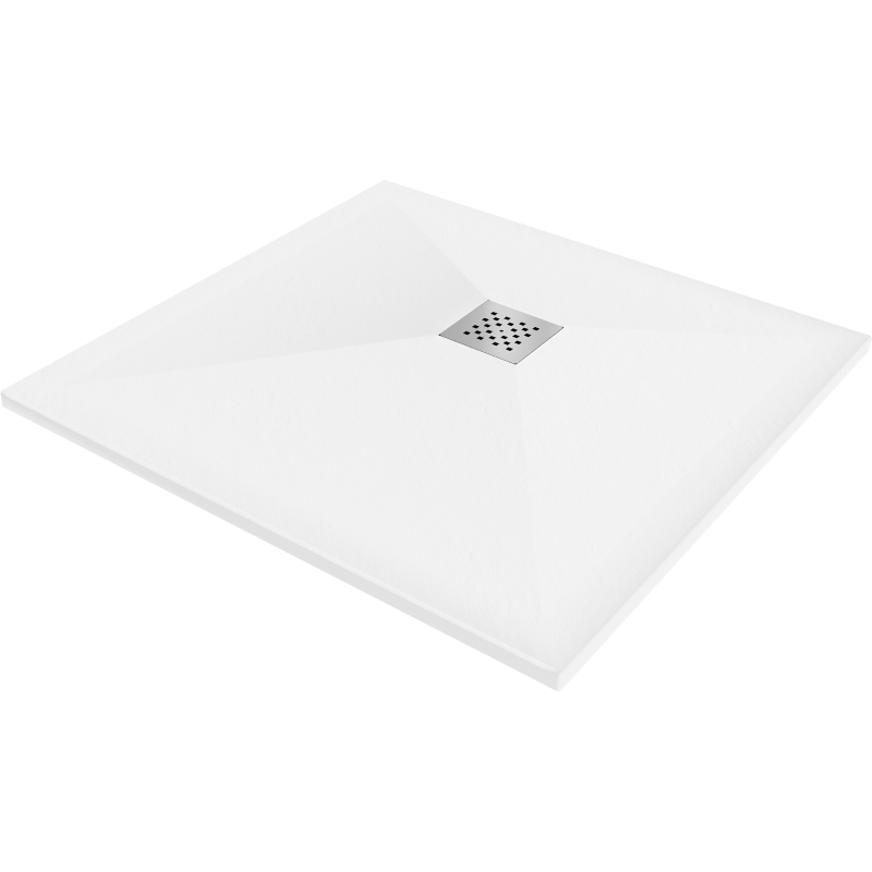 Mexen Stone+ composite square shower tray 80 x 80 cm, white - 44108080