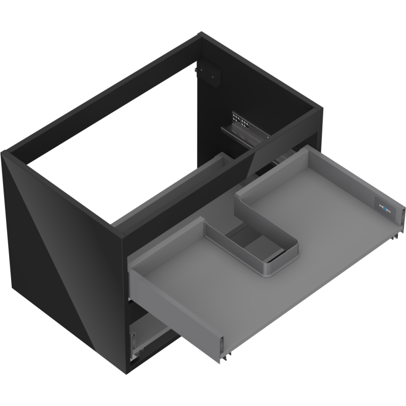 Mexen Box-A Cabinet Body for Washbasin 70 cm, 2 Drawers, Black Gloss - 91AX0-0700-470-2-70