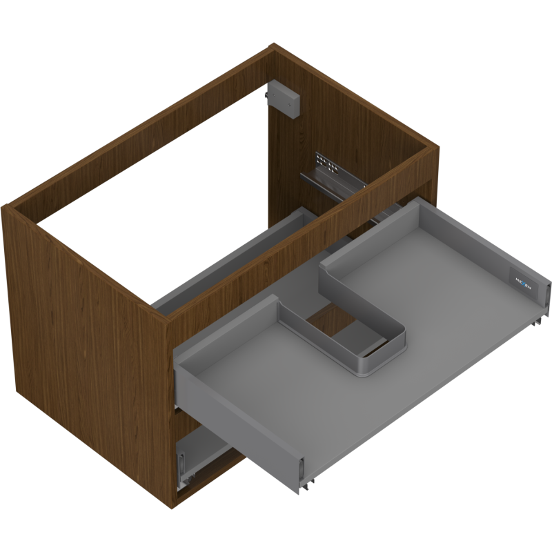 Mexen Box-A cabinet unit for washbasin 70 cm, 2 drawers, walnut - 91AX0-0700-470-2-86