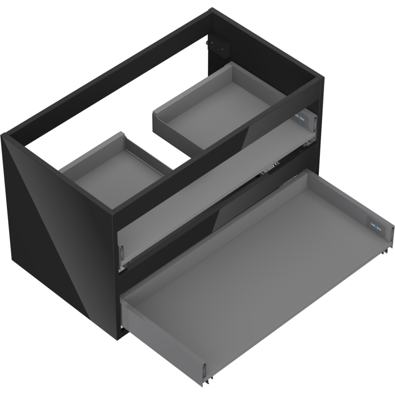 Mexen Box-A cabinet under the sink 80 cm, 2 drawers, black gloss - 91AX0-0800-470-2-70