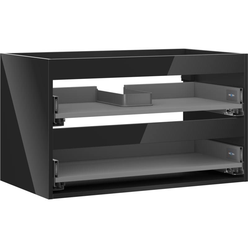 Mexen Box-A vanity cabinet body 80 cm, 2 drawers, black gloss - 91AX0-0800-470-2-70