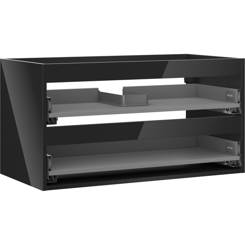 Mexen Box-A cabinet base 90 cm, 2 drawers, black gloss - 91AX0-0900-470-2-70