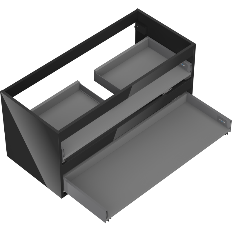 Mexen Box-A cabinet body for under-basin 100 cm, 2 drawers, black gloss - 91AX0-1000-470-2-70