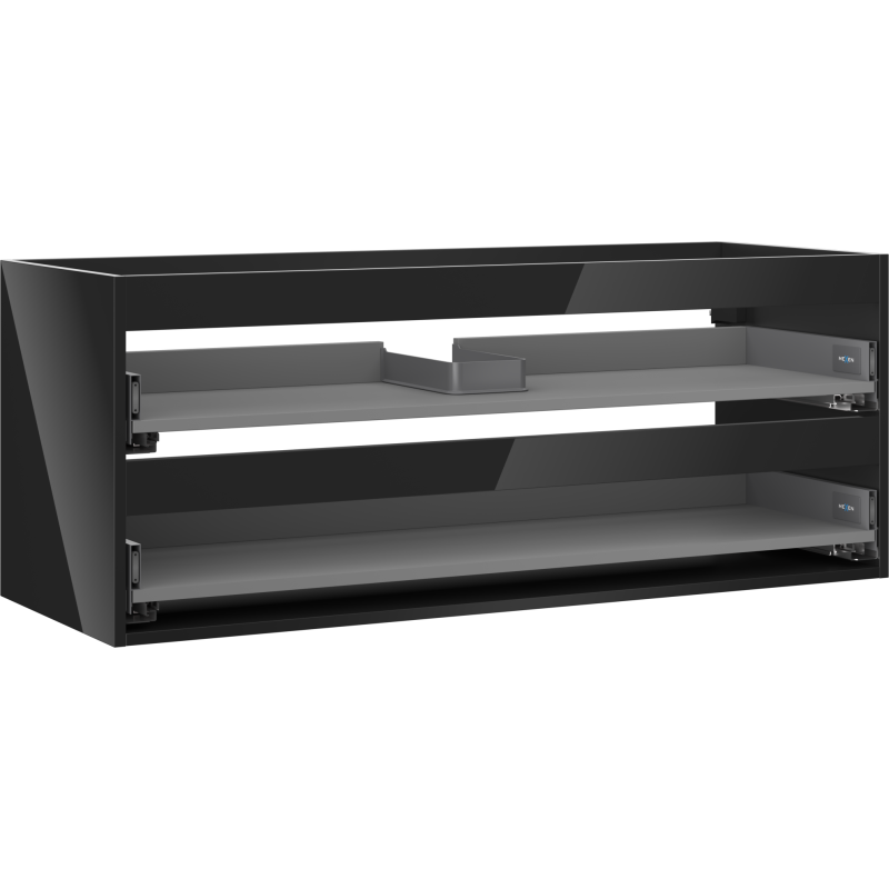 Mexen Box-A body 120 cm vanity cabinet, 2 drawers, black gloss - 91AX0-1200-470-2-70