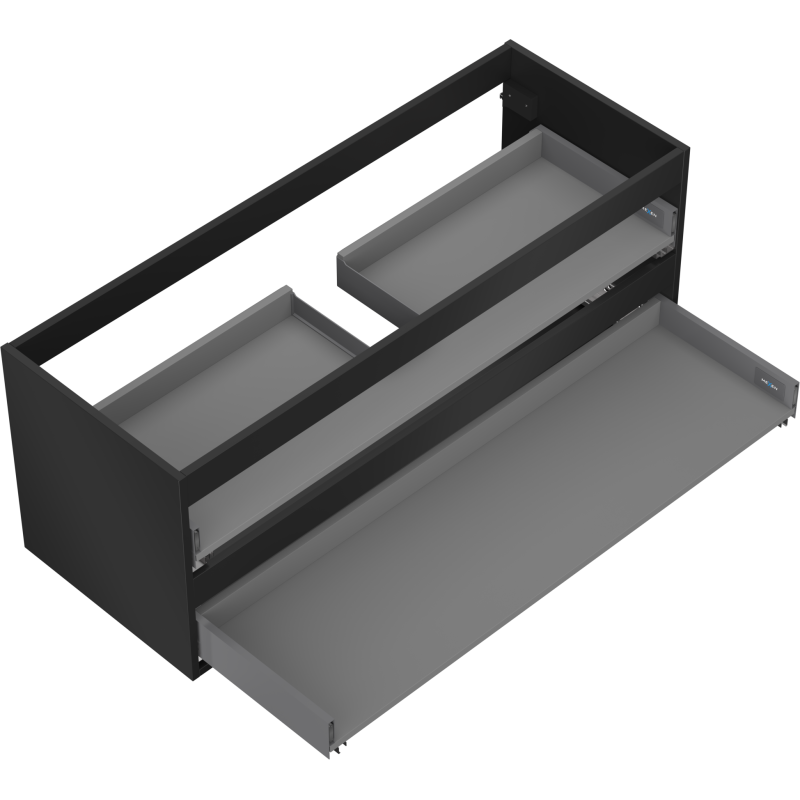 Mexen Box-A Cabinet Body for Washbasin 120 cm, 2 Drawers, Black Matt - 91AX0-1200-470-2-71