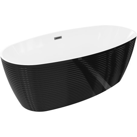 Mexen Lira freestanding bath pattern 170 x 80 cm, white/black, brushed gun gray overflow - 52831708075-66