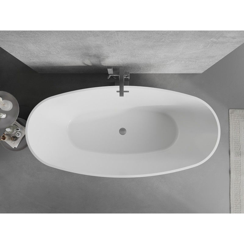 Mexen Lira freestanding bath pattern 170 x 80 cm, white/black, brushed gun gray overflow - 52831708075-66