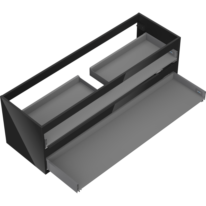 Mexen Box-A cabinet body for washbasin 140 cm, 2 drawers, black gloss - 91AX0-1400-470-2-70