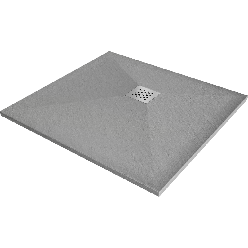 Mexen Stone+ square composite shower tray 70 x 70 cm, Grey-Concrete - 44617070