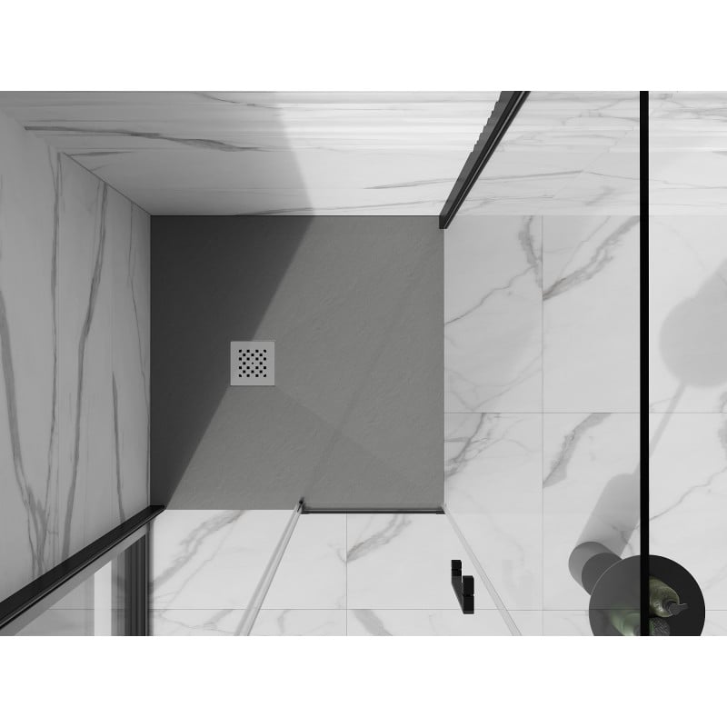 Mexen Stone+ composite square shower tray 70 x 70 cm, grey-concrete - 44617070