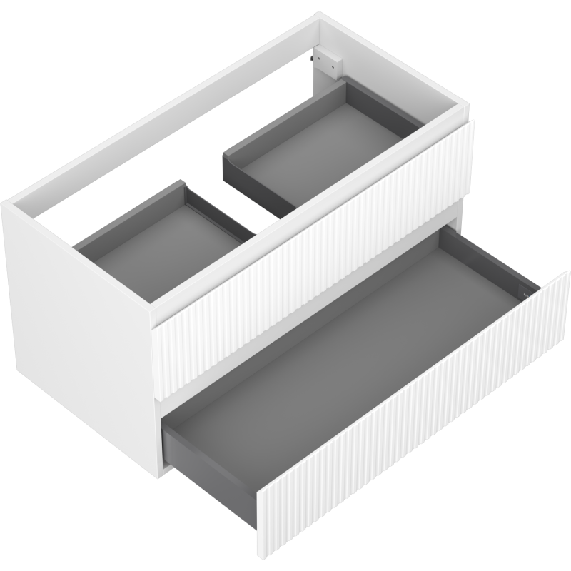 Mexen Rivel bathroom cabinet 90 cm, 2 drawers, grooved, matte white - 91A20-09047-2-BFF01