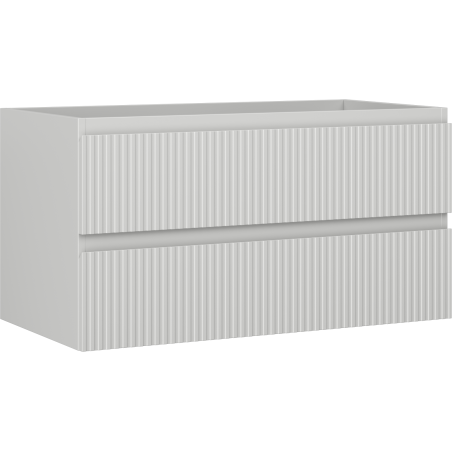 Mexen Rivel bathroom vanity cabinet 90 cm, 2 drawers, fluted, matte gray - 91A20-09047-2-BFF62