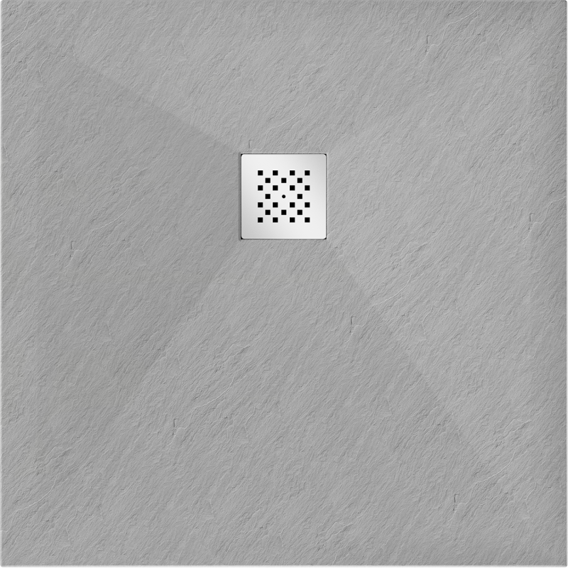 Mexen Stone+ composite square shower tray 80 x 80 cm, gray-concrete - 44618080