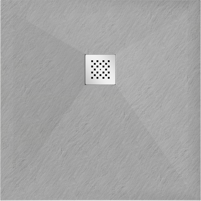 Mexen Stone+ composite square shower tray 80 x 80 cm, grey-concrete - 44618080