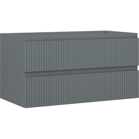 Mexen Rivel bathroom cabinet for under the sink 90 cm, 2 drawers, fluted, matte graphite - 91A20-09047-2-BFF66