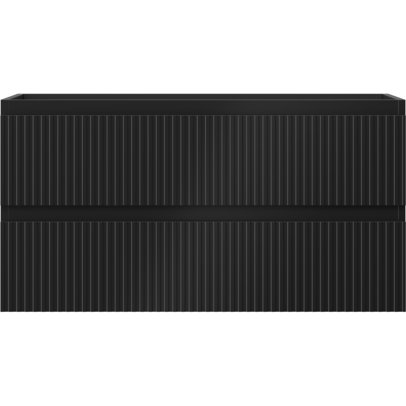 Mexen Rivel bathroom cabinet under wash basin 90 cm, 2 drawers, fluted, black matte - 91A20-09047-2-BFF71