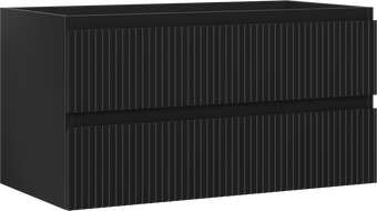 Mexen Rivel bathroom cabinet under wash basin 90 cm, 2 drawers, fluted, black matte - 91A20-09047-2-BFF71