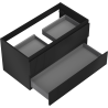 Mexen Rivel bathroom cabinet under wash basin 90 cm, 2 drawers, fluted, black matte - 91A20-09047-2-BFF71