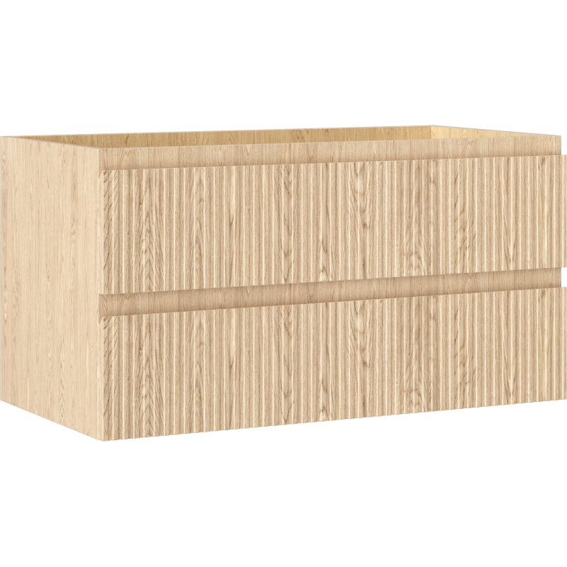 Mexen Rivel bathroom cabinet under the sink 90 cm, 2 drawers, grooved, oak - 91A20-09047-2-BFF81